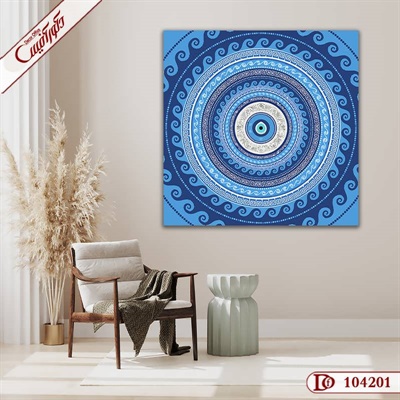 تابلو چشم نظر طرح ترنج آبی S104201