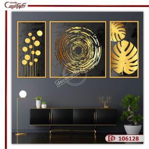 تابلو سه تکه مشکی طلایی F106128