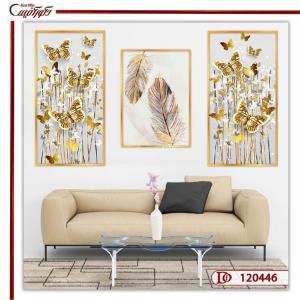 تابلو ست پر و پروانه طلایی مدرن K120446