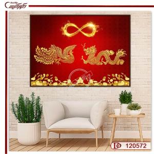 تابلو ققنوس اژدها و سکه با علامت بی نهایت R120572