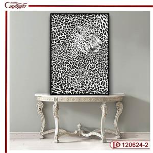 تابلو سیاه و سفید طرح پلنگ روی بوم مستطیل R120624-2