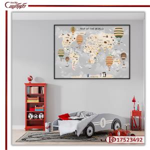 تابلو دکوراتیو اتاق کودک نقشه جهان R17523492