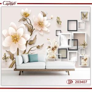 کاغذ دیواری سه بعدی گل 203407