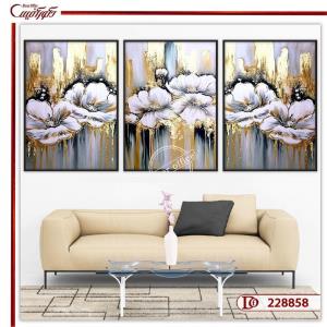تابلو سه تکه گل طرح ورق طلا L228858