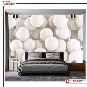 کاغذ دیواری سه بعدی هندسی گوی سفید 339521