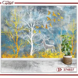 کاغذ دیواری سه بعدی گوزن و جنگل 374837