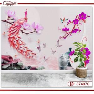 پوستر دیواری سه بعدی گل و طاووس 374970