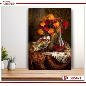 تابلو بوم گل و انگور و شراب R386471