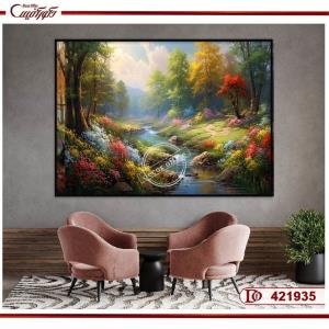 تابلو طبیعت جنگل و رودخانه R421935