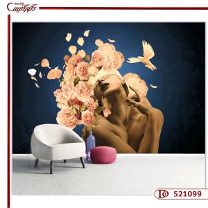 پوستر دیواری چهره و گل فانتزی 521099