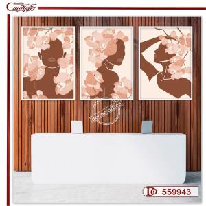 تابلو سه تکه دختر و گل L559943