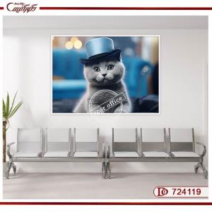 تابلوی گربه با کلاه سیلندری آبی R724119