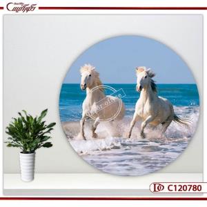 تابلوی اسب فنگشویی دو اسب دوان در آب C120780