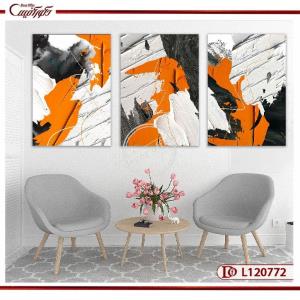 تابلو نارنجی و مشکی سه تیکه مدرن و دکوراتیو L120772