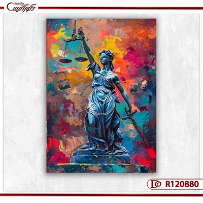 تابلو فرشته عدالت با زمینه آبستره R120880