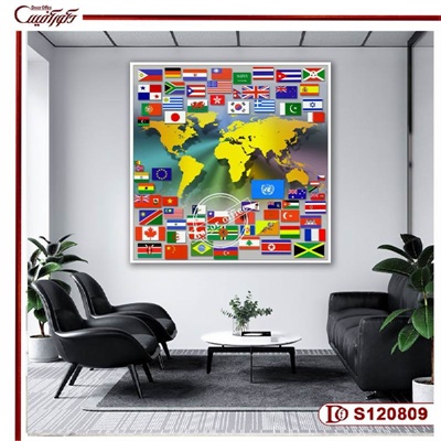 نقشه جهان سه بعدی رنگی S120809