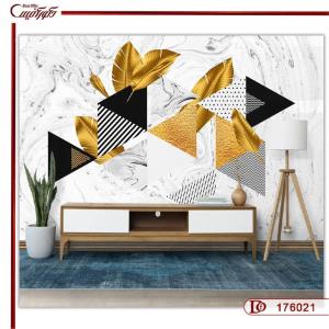 کاغذ دیواری هندسی با پرطلایی 176021