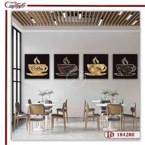 تابلو طرح فنجان قهوه 4 تکه K184280