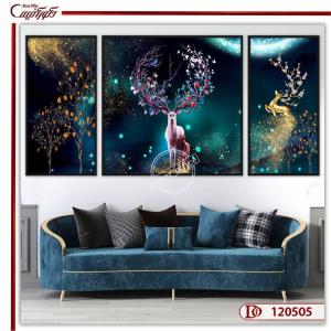 تابلو سه تکه گوزن فانتزی K120505