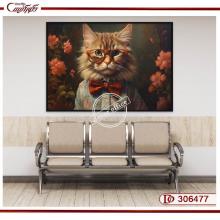 تابلوی گربه با عینک و پاپیون قرمز 306477