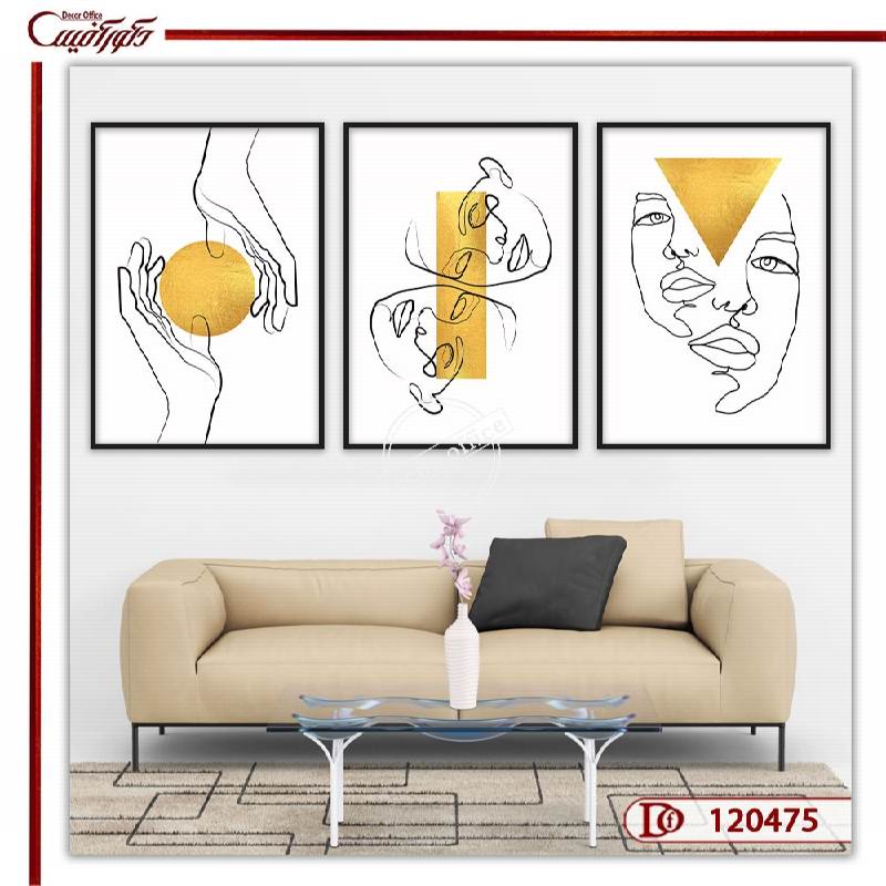 تابلو مینیمال با تصویر چهره و دست که با خطوط ساده مثل مداد کشیده شده