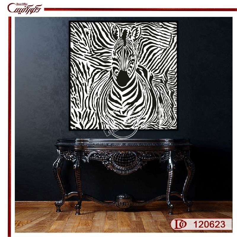 تابلو دیواری سیاه و سفید با طرح مینیمال گورخر