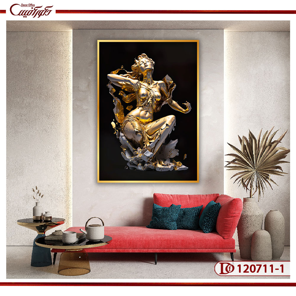 تابلو چهره برجسته با رنگهای مشکی و طلایی کلاسیک