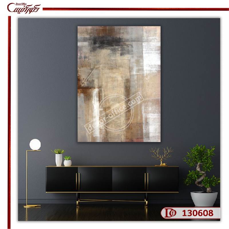 تابلو آبستره با رنگ طلایی، سفید و مشکی