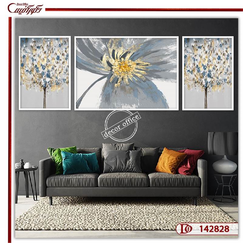 تابلو ست با طرح نقاشی گل و درخت