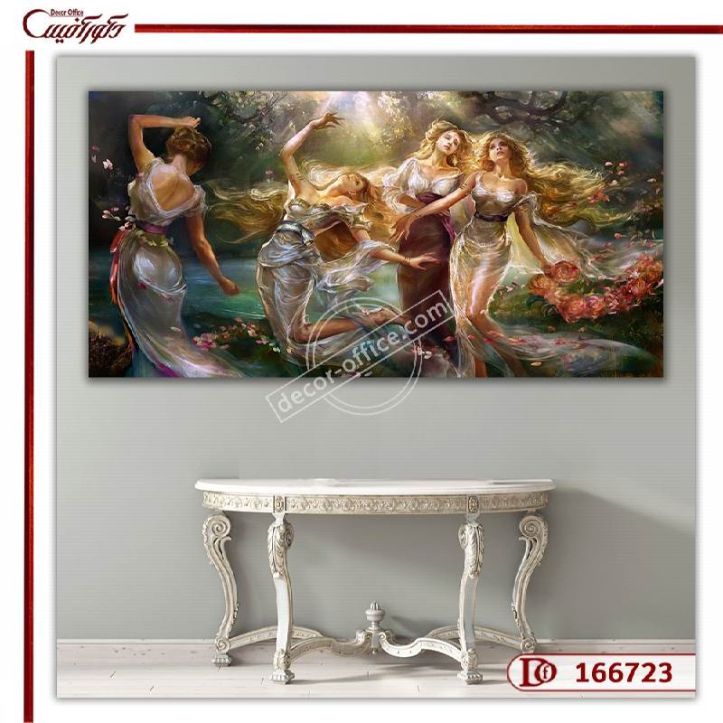 تابلو کلاسیک با تصویری از رقص دختران در باغ