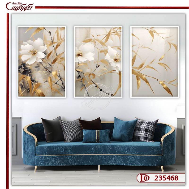 تابلو گل سه تیکه مدرن