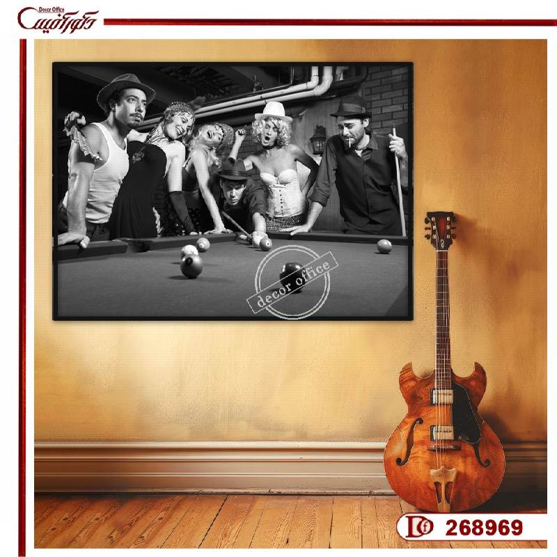 تابلو دکوری سیاه سفید بیلیارد هنرمندان