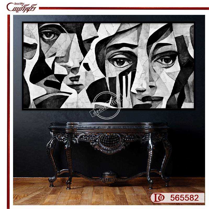 تابلو دکوراتیو سیاه سفید انتزاعی